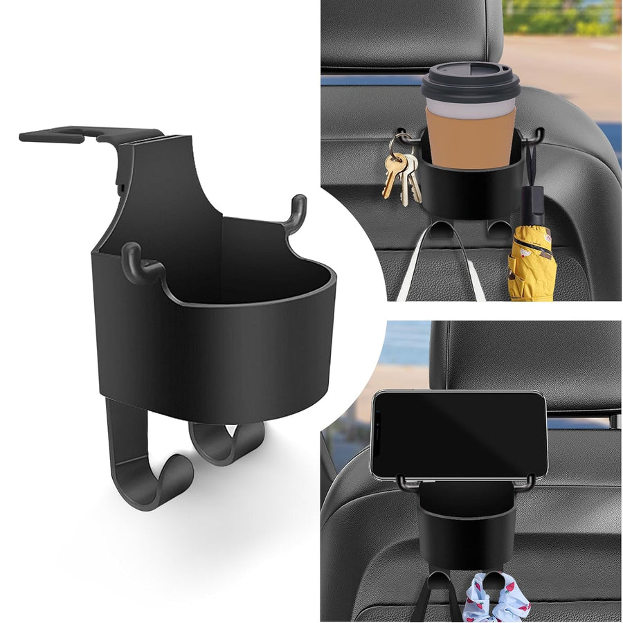 Car Headrest Organizer – 3-in-1 Cupholder & Phone Holder for Travel