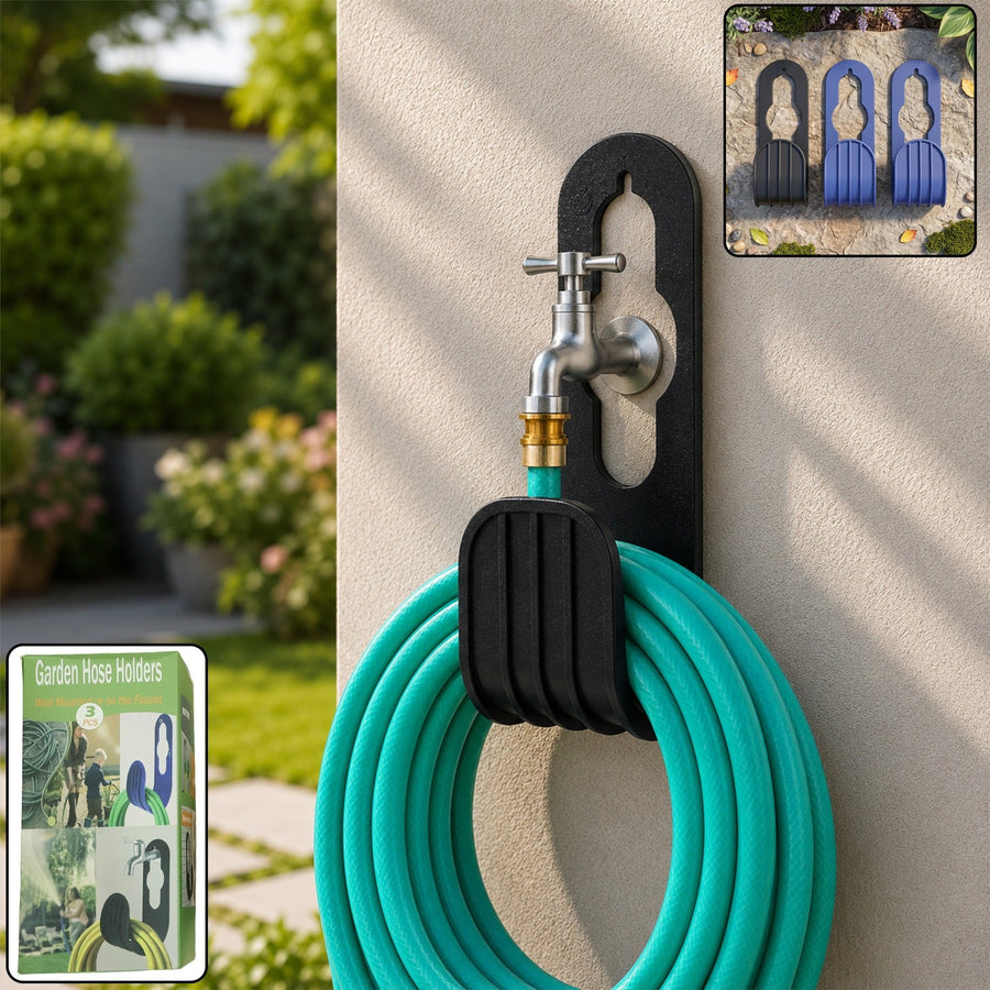 Plastic Garden Hose Holder, Wall Mounted Hose Hanger for Pipe Storage (3 Pcs)