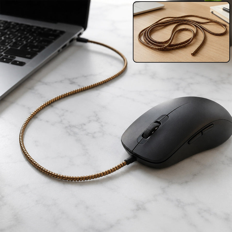 Spiral Cable Protector Sleeve for Mouse Cable, Flexible Cord Saver Wrap (1 Pc)