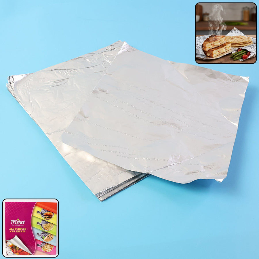 Aluminium Foil Cut Sheets 220×250 mm – Pre-Cut Food Wrap 50 Sheets