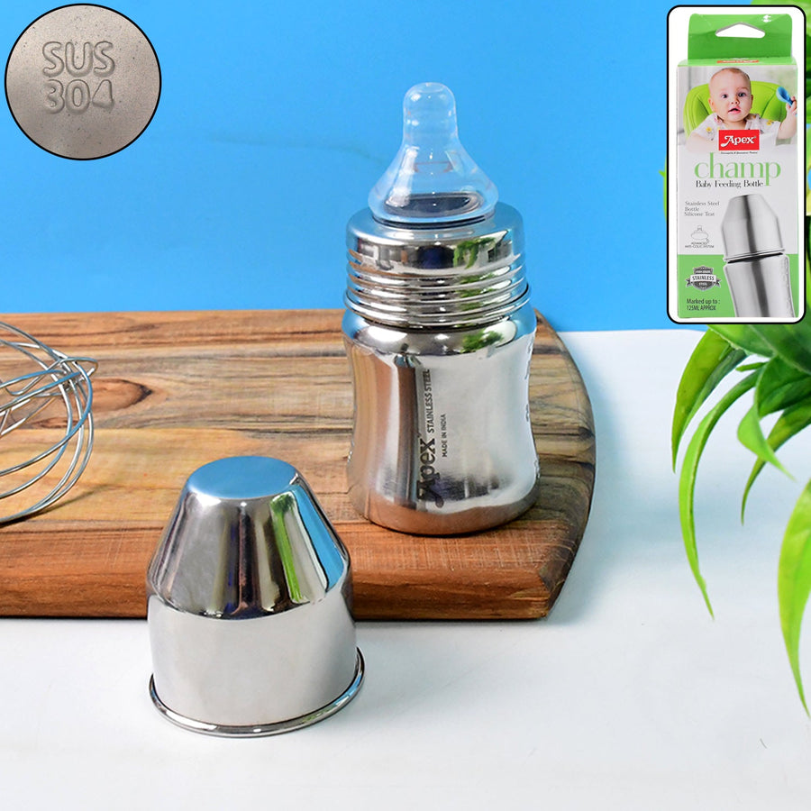 Stainless Steel Baby Feeding Bottle – Safe & Leak-Proof 125 ML