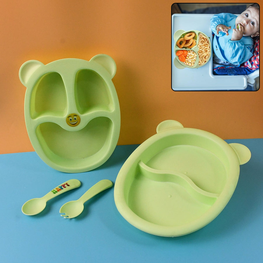 Kids Mealtime Feeding Set – 4-Piece BPA-Free Durable Plate & Spoon Set