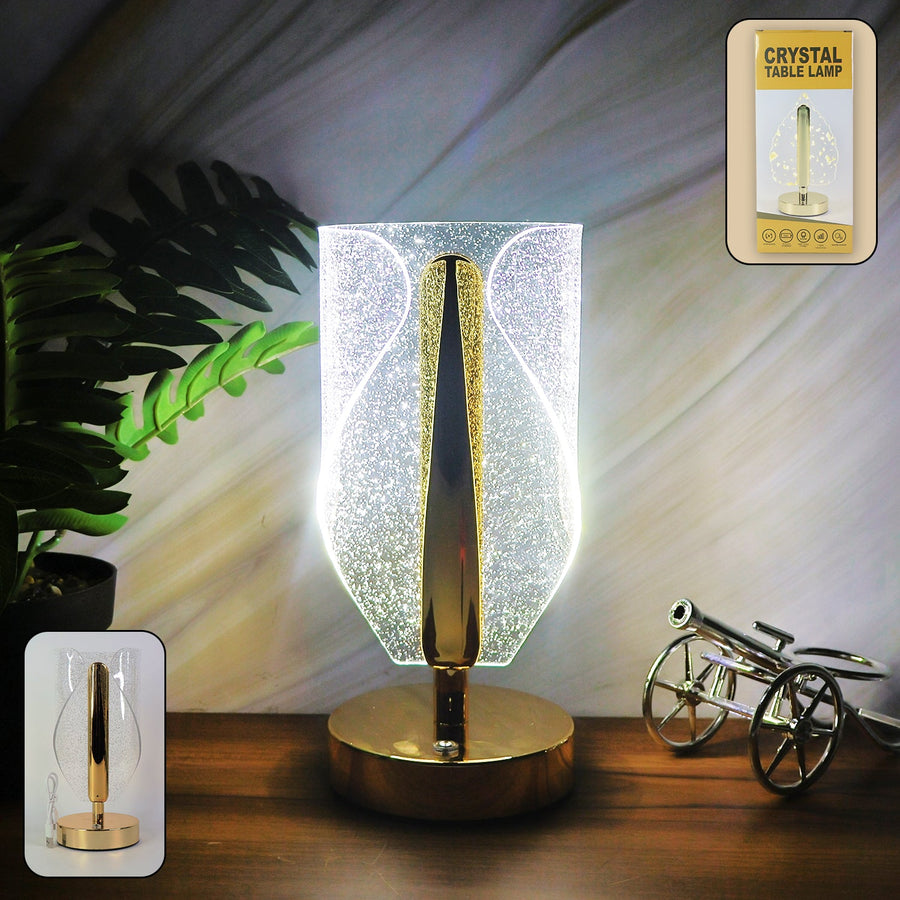 Crystal Table Lamp – Luxury LED with USB Charging