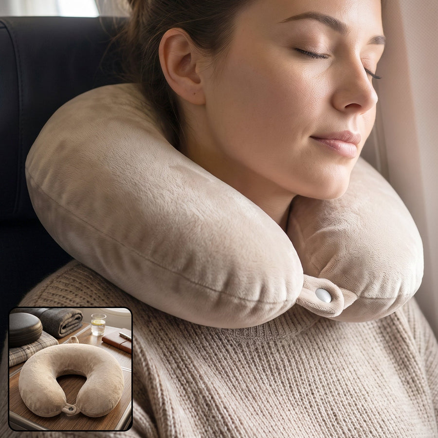 U-Shaped Travel Neck Pillow, Soft Velvet Support Pillow for Travel (1 Pc)