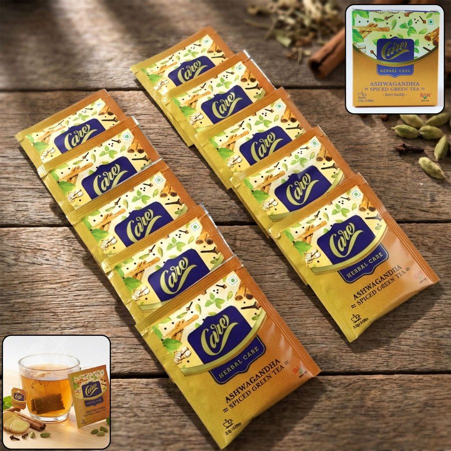 Ashwagandha Spiced Green Tea – Herbal Wellness Infusion Sachets