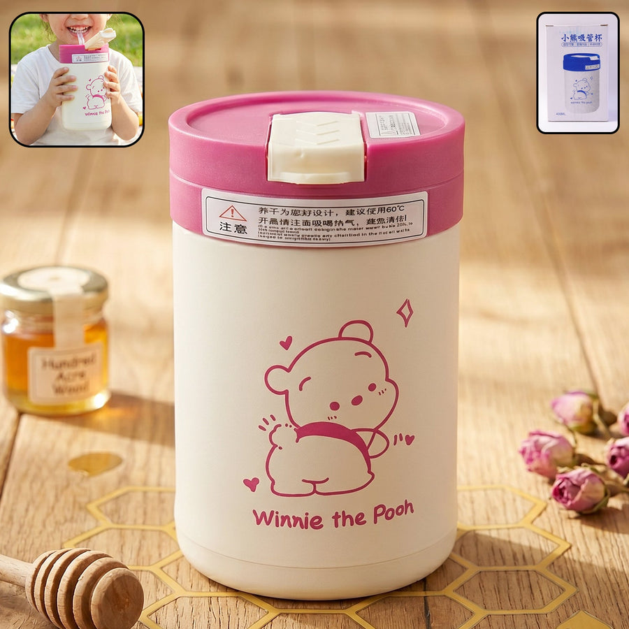 Kids Cartoon Glass Tumbler – Leakproof, Reusable & Portable 400ML