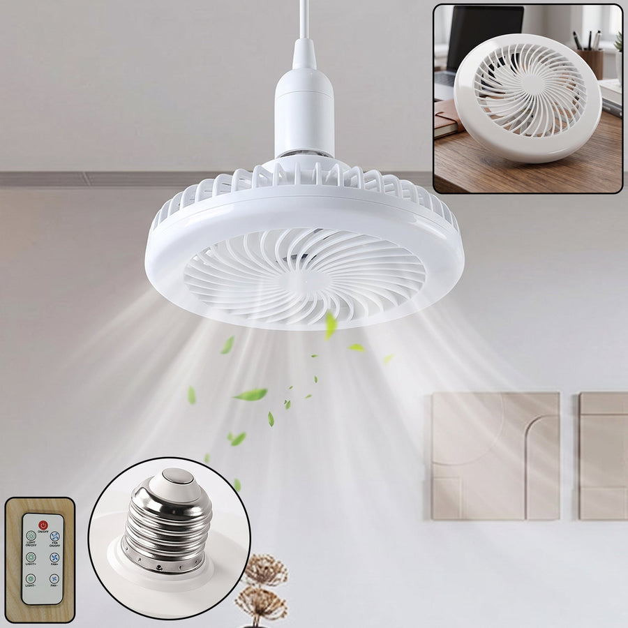 Remote Control Ceiling Fan with Light, E27 Socket LED Lamp Fan for Home (1 Set)