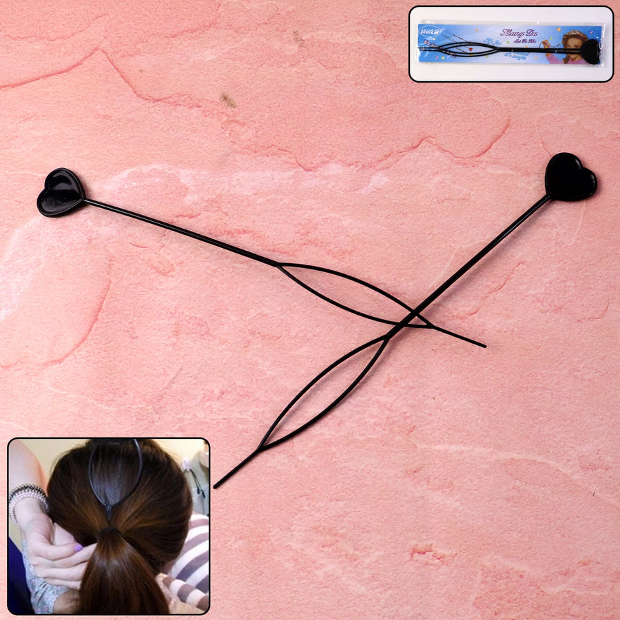Heart-Shaped Hairpin Set – Stylish Black Clips for All Hair Types