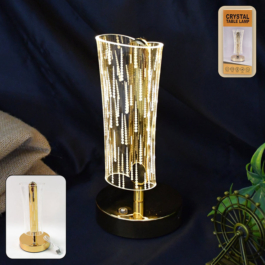 Crystal Table Lamp – Elegant USB Rechargeable LED Glow