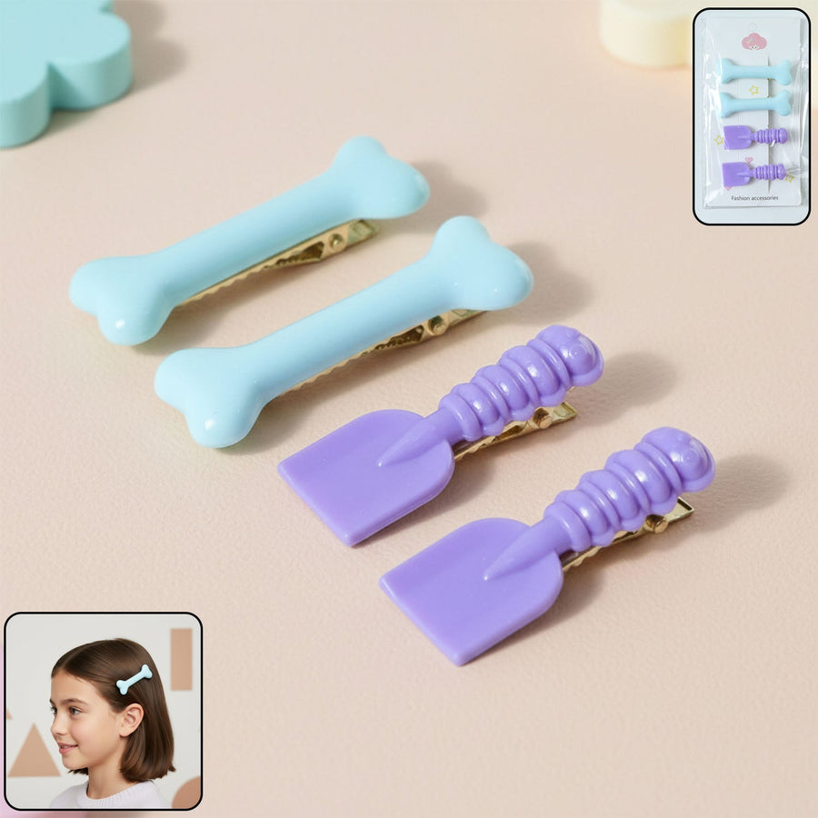 Cartoon Hair Clip Set – Cute & Lightweight 4-Piece for Kids