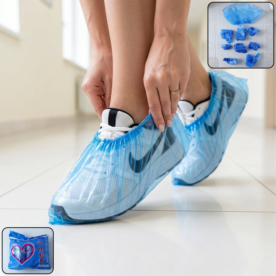 Disposable Plastic Shoe Cover Set – Waterproof & Dustproof Protection