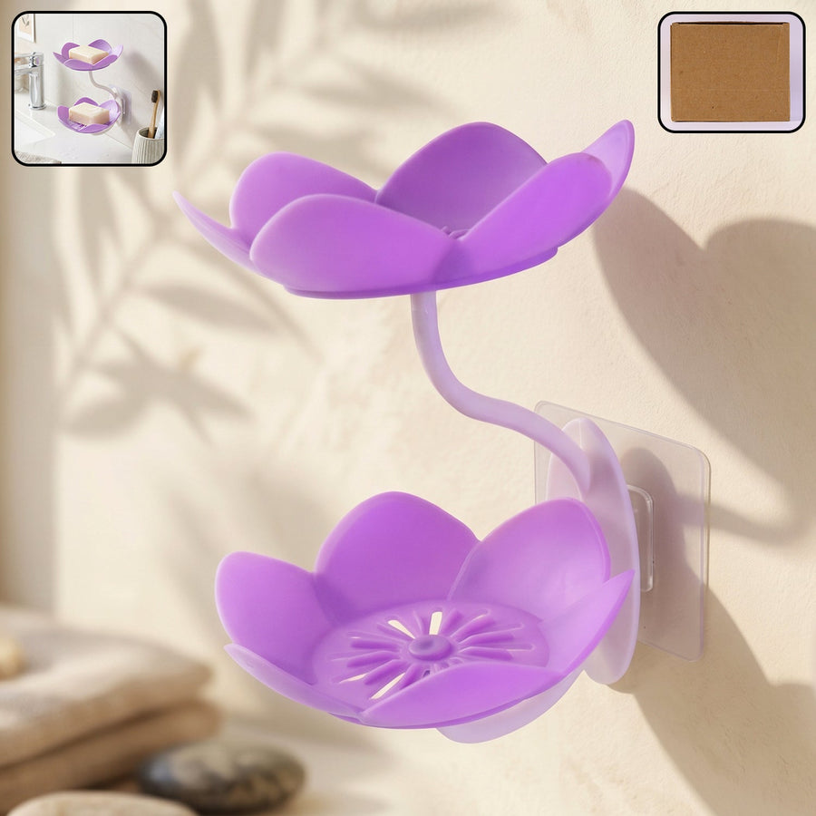 Flower Shape Double Layer Soap Dish – Wall Mount, Self Draining