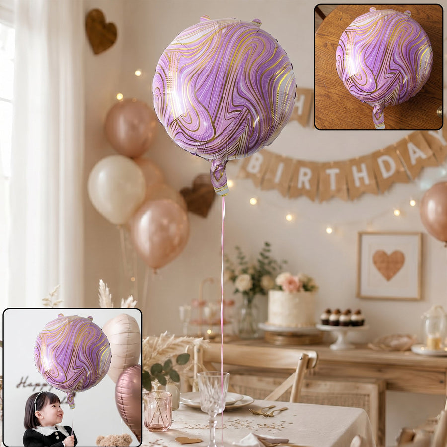 Round Marble Foil Balloon – Bright Party Decoration 15cm
