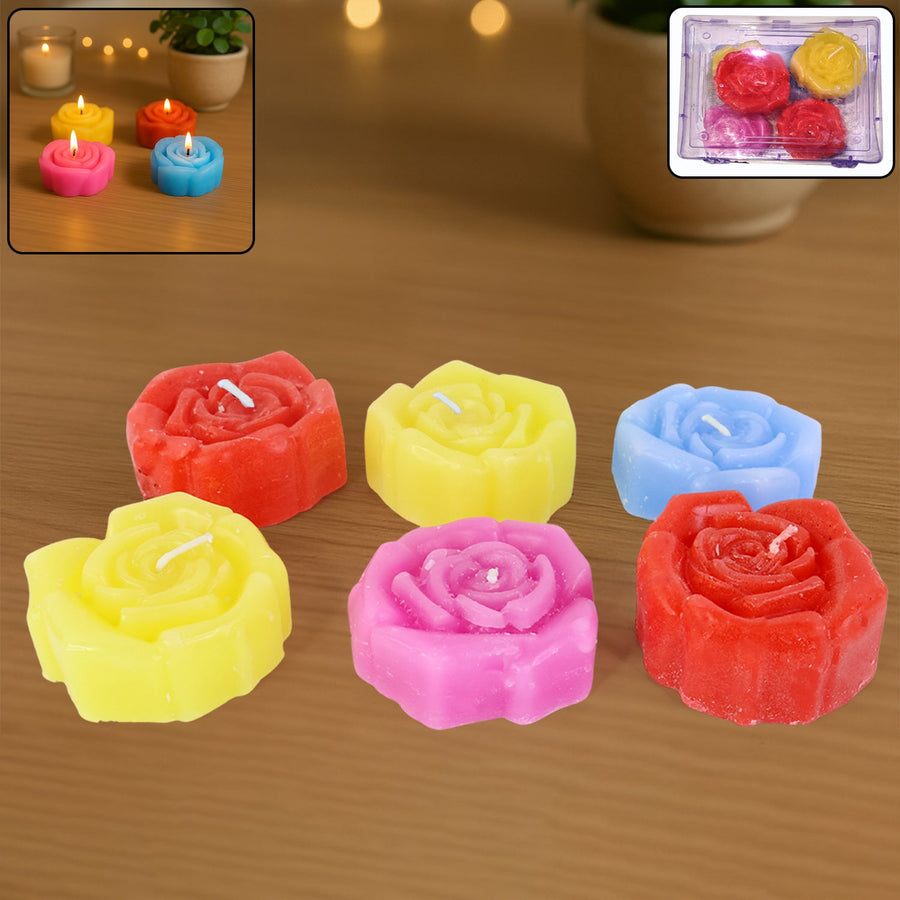 Rose Shaped Wax Candle Set – Elegant 6-Piece Home Decor