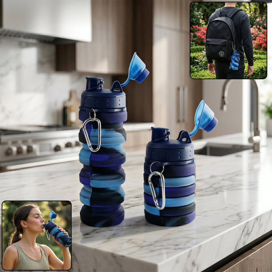 Collapsible Silicone Water Bottle – 500ml Travel-Friendly