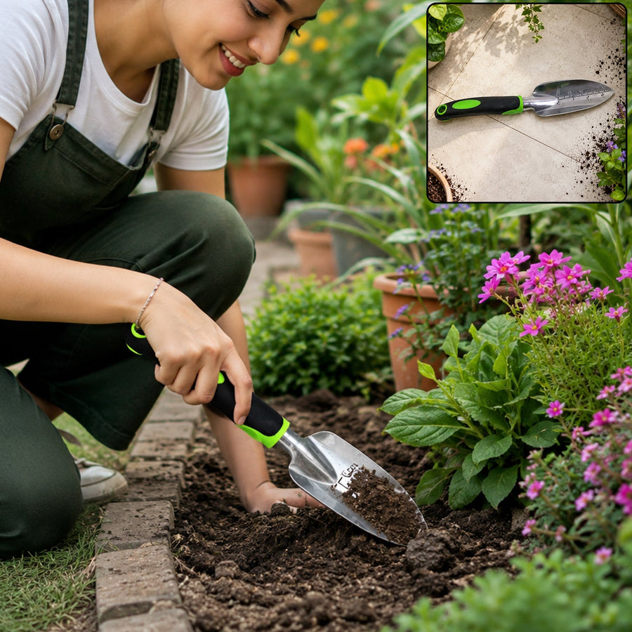 Garden Hand Trowel Stainless Steel Digging Tool Ergonomic Non Slip Handle (1 Pc)