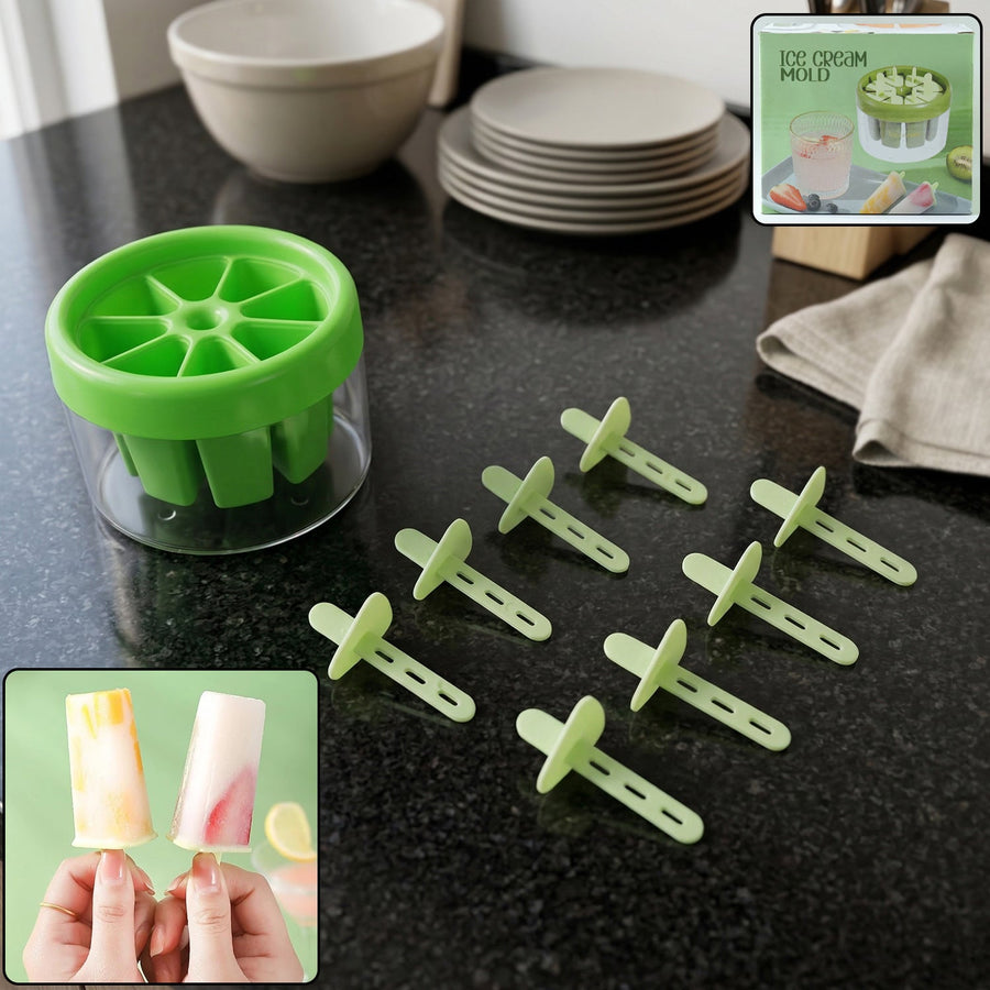 Plastic Ice Candy Maker – Reusable 8 Mold Set for Summer Treats
