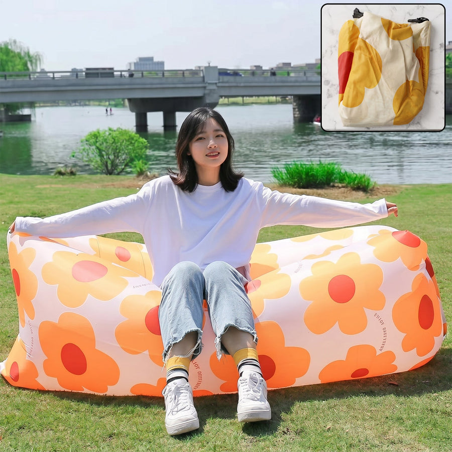 Inflatable Lounger – Portable Floral Print Outdoor Couch