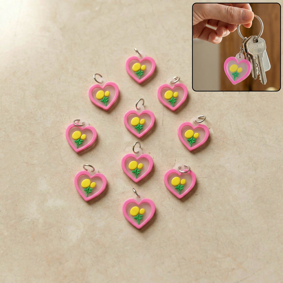 Cute Heart & Flower Bag Charm Set – Versatile & Stylish