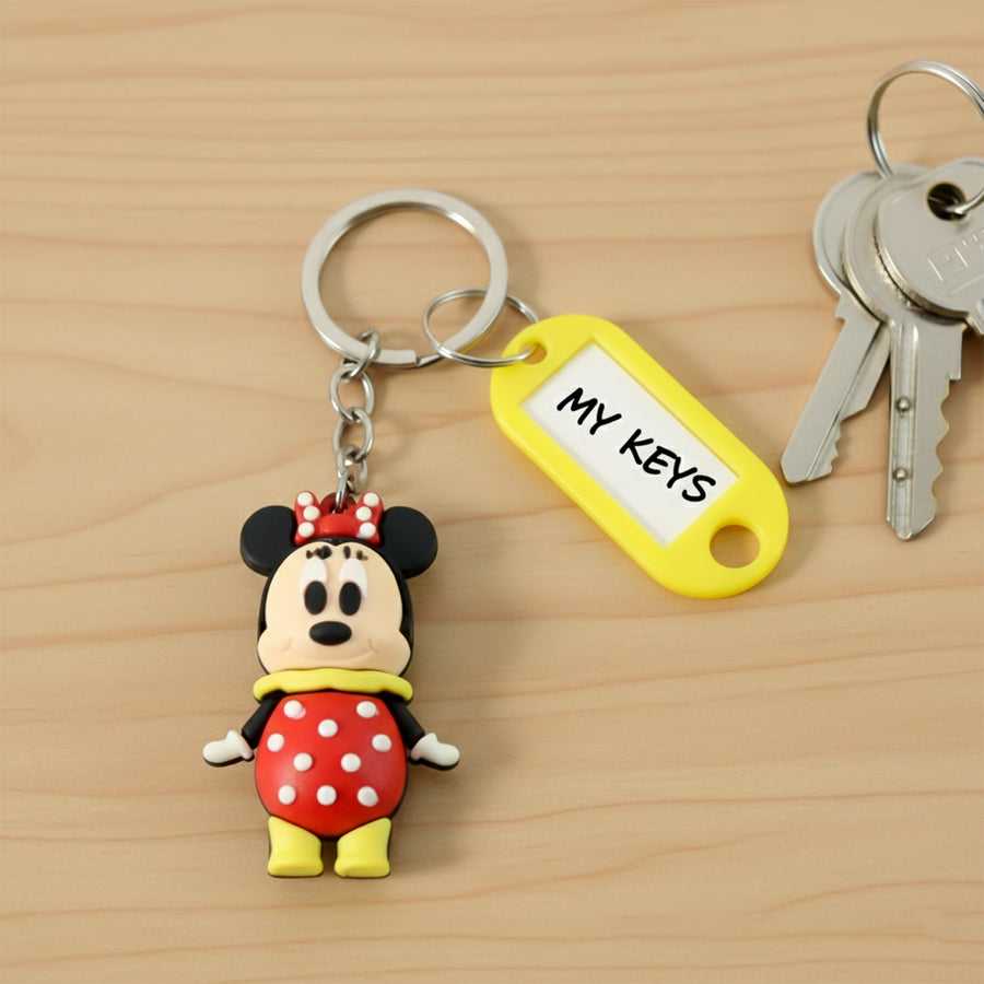 Cartoon Character Keychain with Name Tag – Cute & Practical Accessory