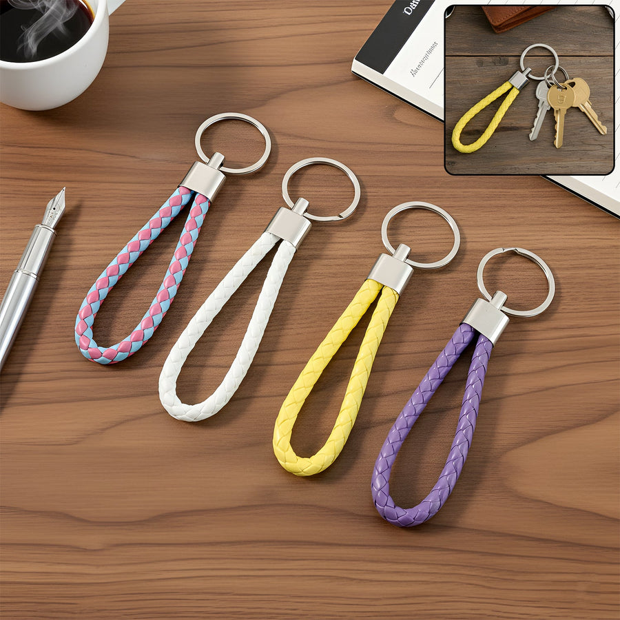 Braided Loop Keychain Set – 4-Piece Stylish Key Organizer for Daily Use