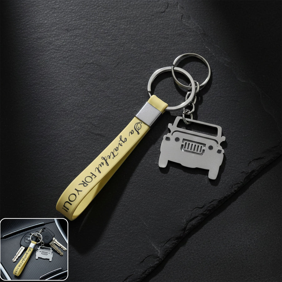 Jeep-Shaped Metal Car Keychain – Stylish Dual-Keyring Set