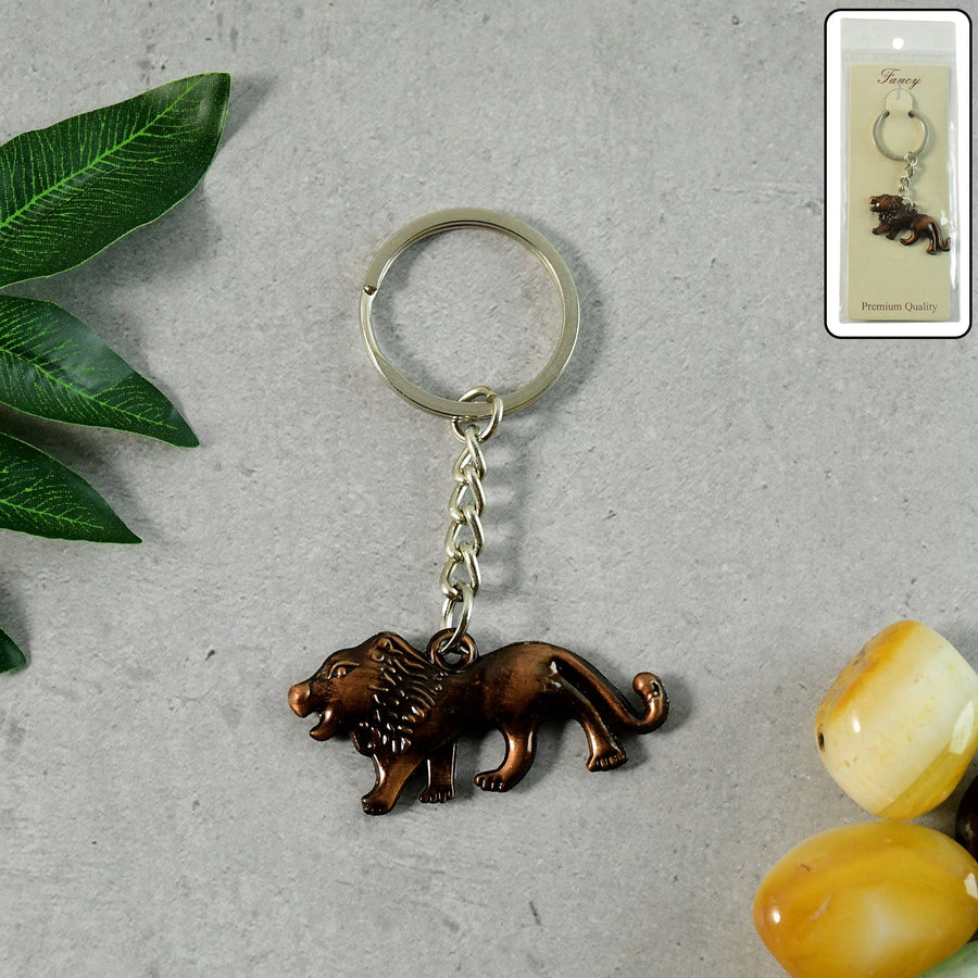 Walking Lion Metal Keychain – Antique Finish Durable Key Holder