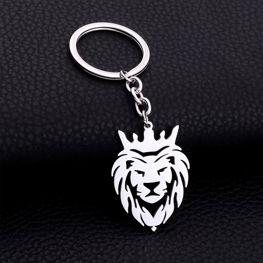 Lion Head Keychain – Stainless Steel Durable Crown Design