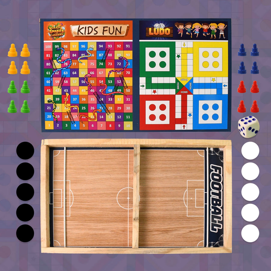 Wooden Board Game Set 3-in-1 – Durable Foldable Fun