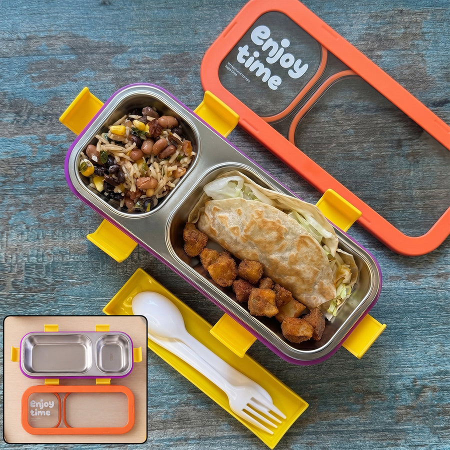Stainless Steel Leak-Proof Lunch Box – 2 Compartments & Secure Seal
