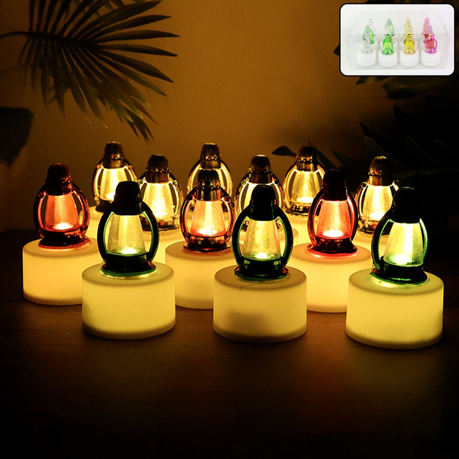 LED Decorative Candle Lamps – Set of 12 Multicolor Flameless Lights
