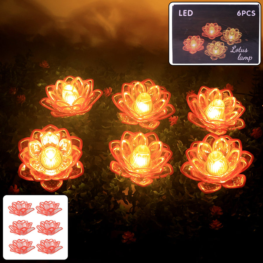 Lotus Shaped LED Flameless Candles – Set of 6 Decorative Lights