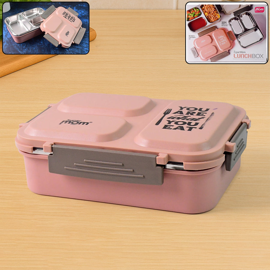 Stainless Steel Lunch Box – Premium 3-Partition Leakproof Tiffin