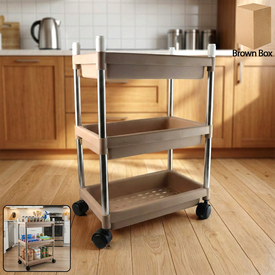 3-Layer Storage Trolley – Portable, Rolling & Durable Organizer