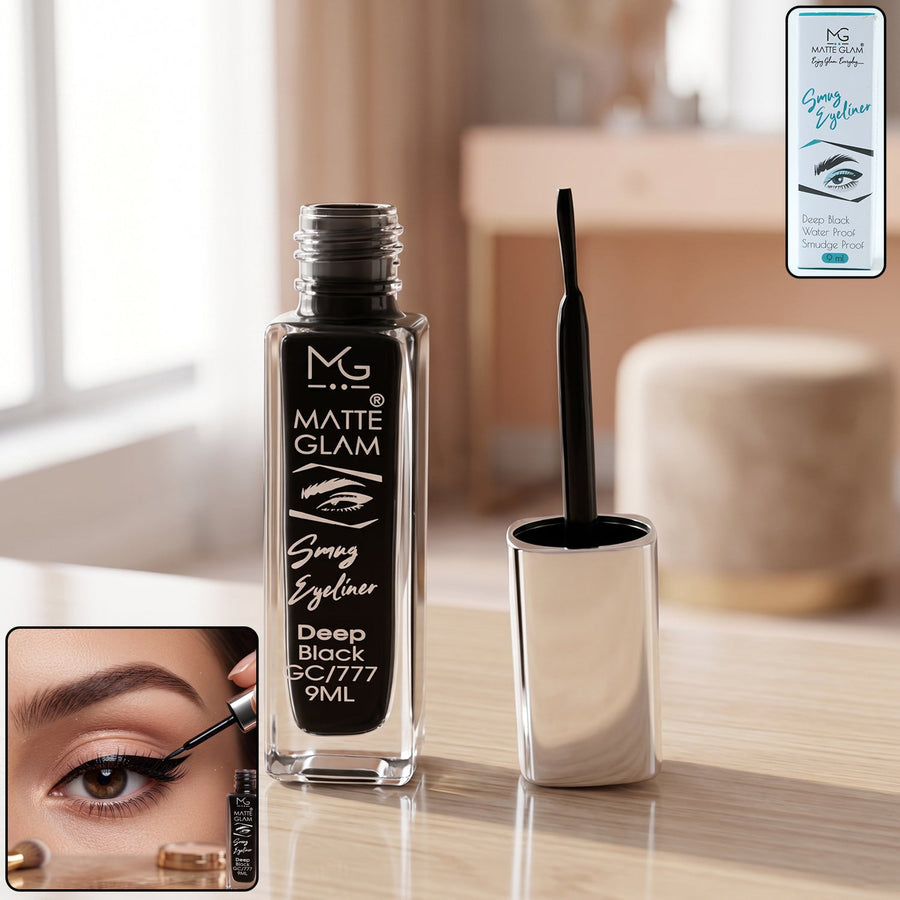 Deep Black Matte Eyeliner – Smudge Proof, Long Lasting