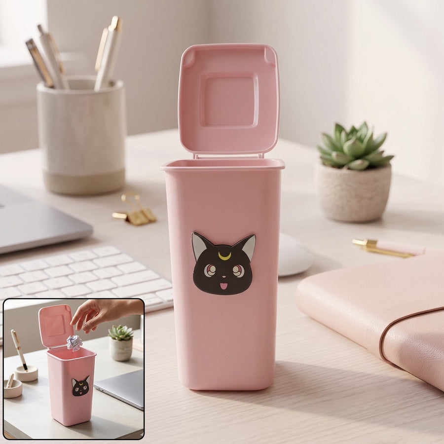 Mini Trash Can Pen Stand – Cute Desk Organizer with Lid