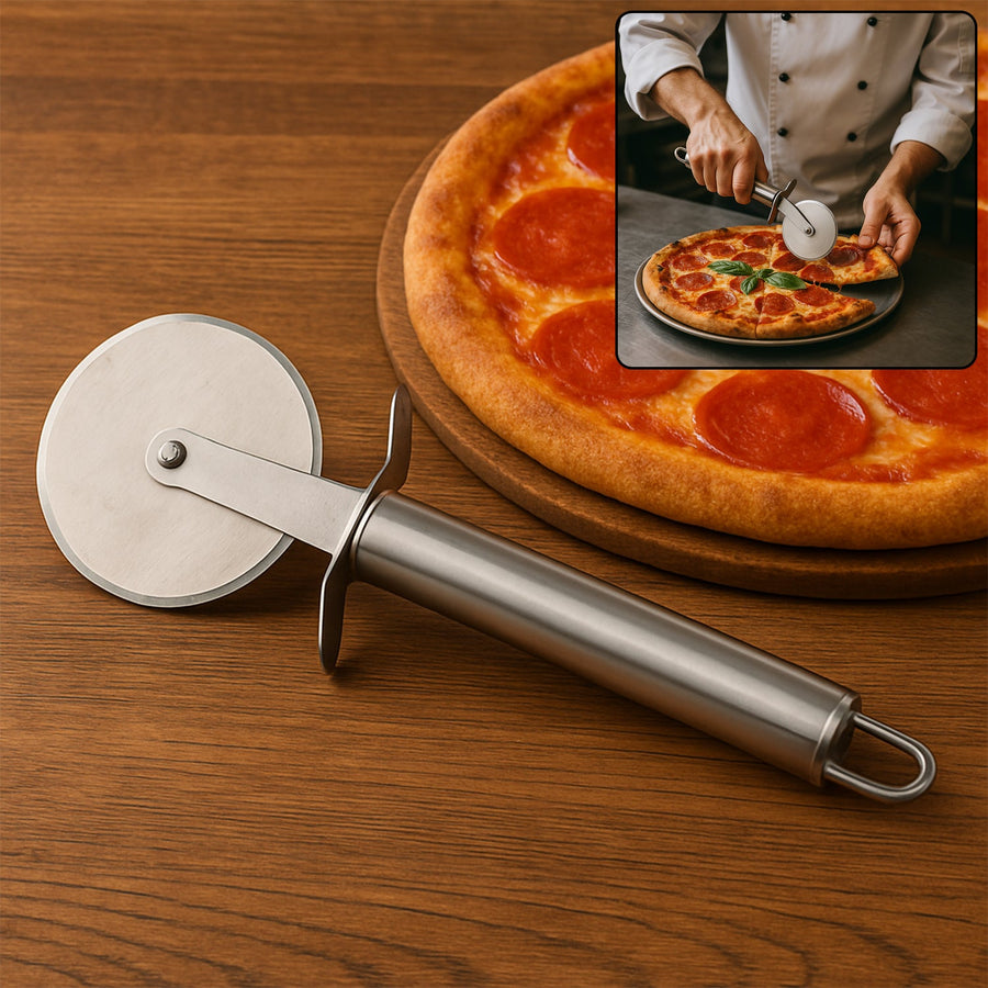 Stainless Steel Pizza Cutter – Sharp Rotary Blade & Ergonomic Handle