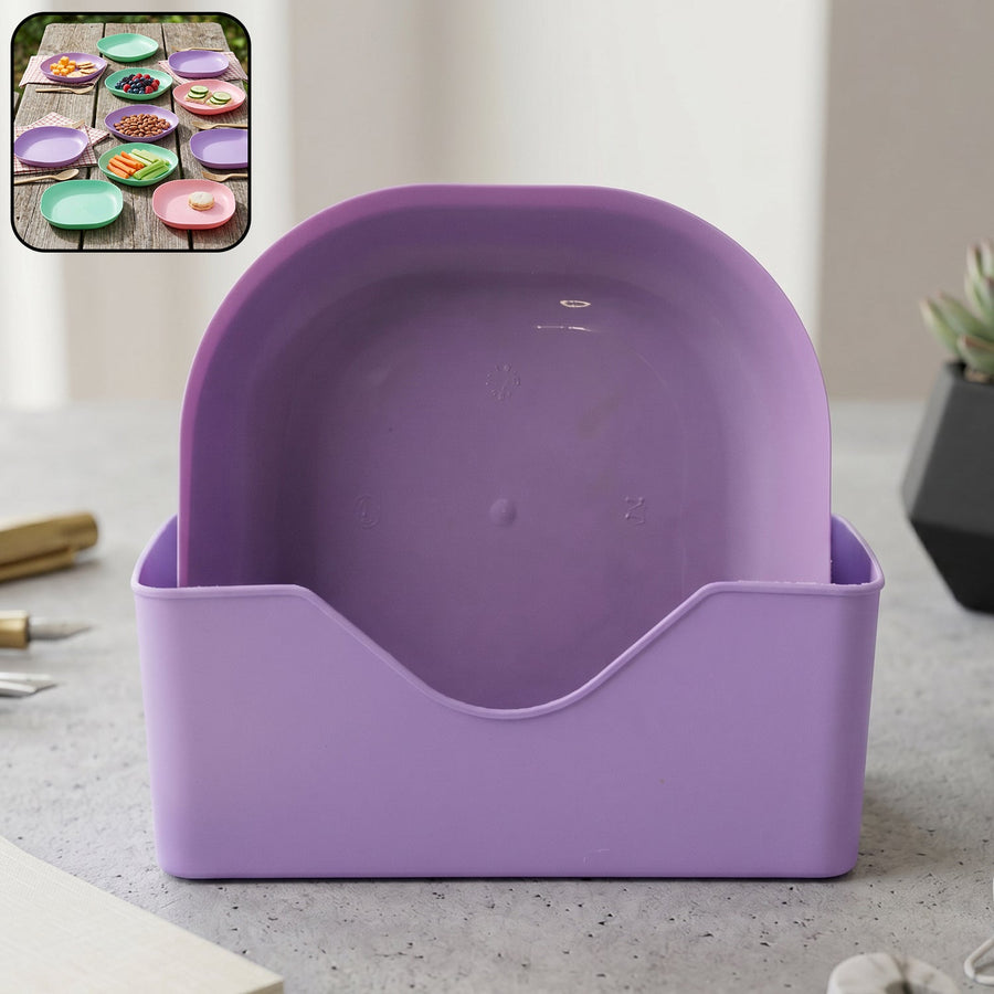 Plastic Snack Serving Tray Plates Set – Space-saving & Durable