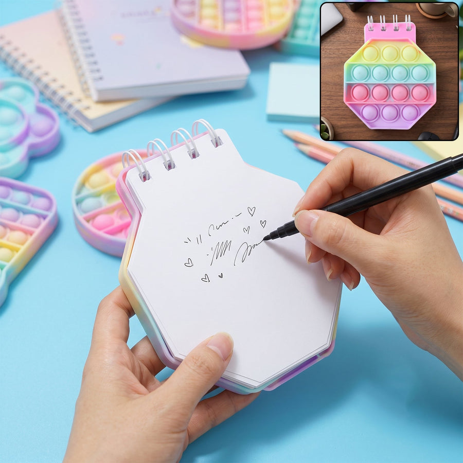 Push Bubble Pop It Fidget Diary Pastel Hexagon Notebook for Kids (1 Pc)