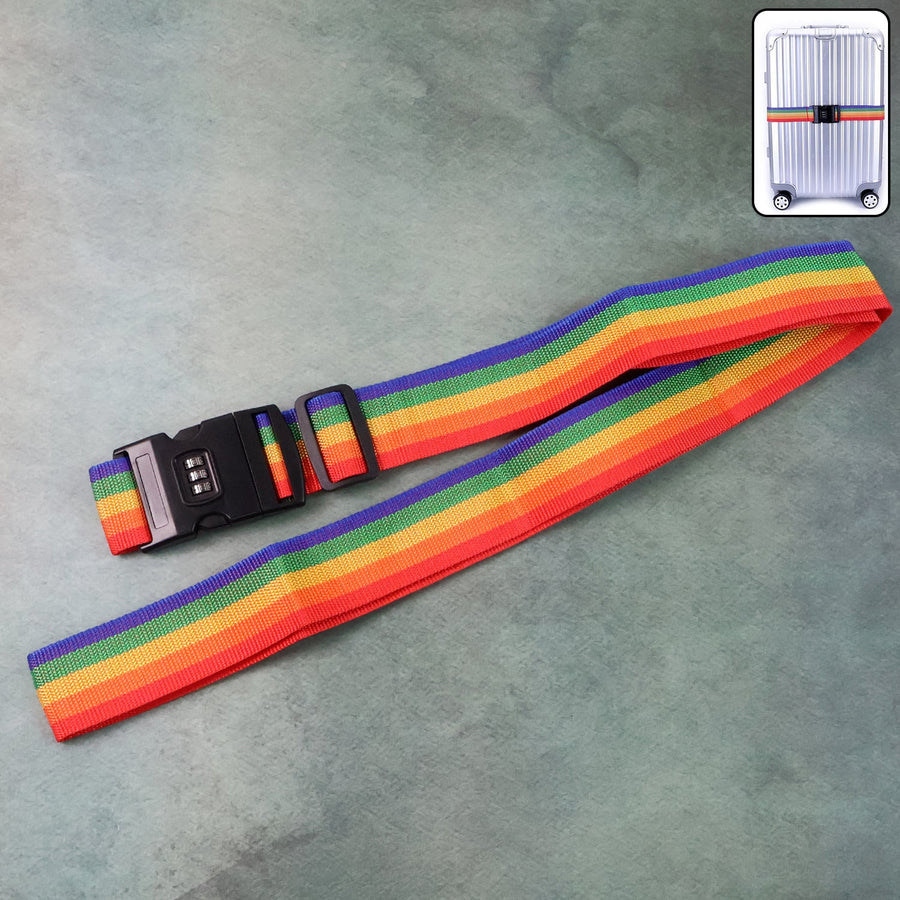 Rainbow Luggage Strap – Secure & Identify Your Bags with Lock