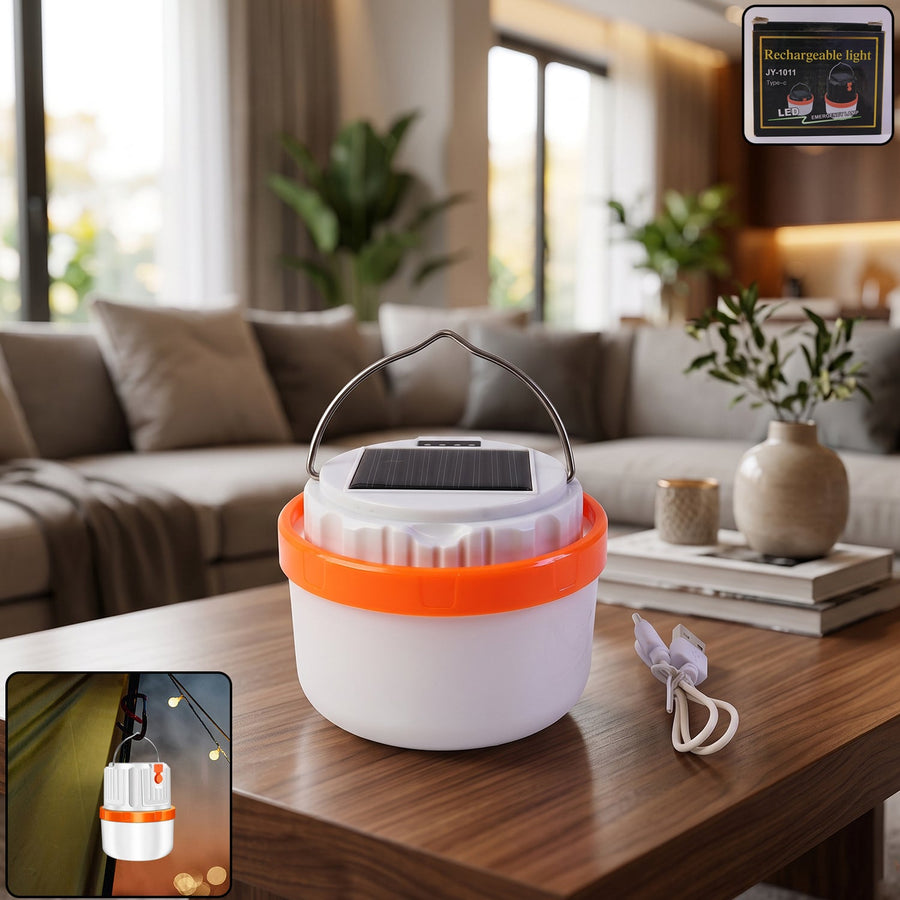 Solar Rechargeable LED Emergency Light Portable Camping Lantern Lam...