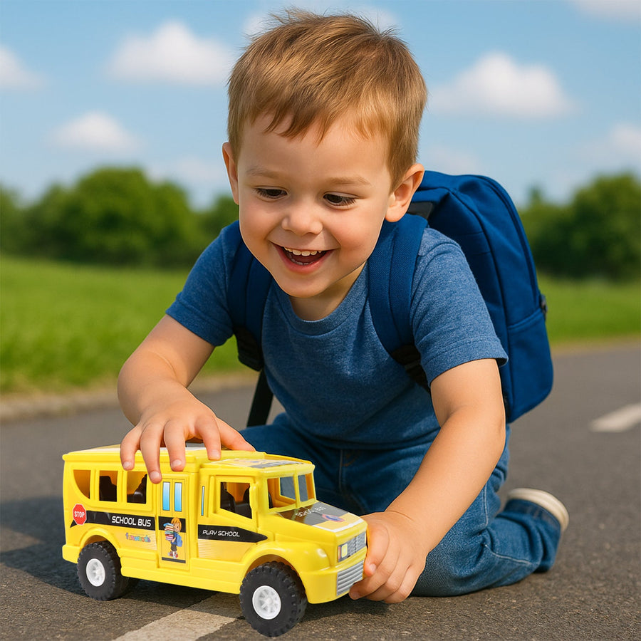 Friction-Powered School Bus Toy – Durable Push-and-Go Vehicle for Kids