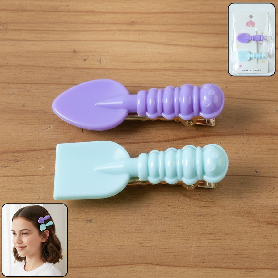 Mini Spade & Leaf Hair Clips – Lightweight 2-Piece Set for Girls