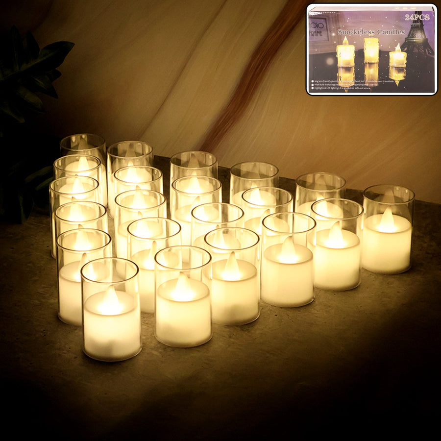 LED Tealight Candles – Set of 24 Flameless Smokeless Lights
