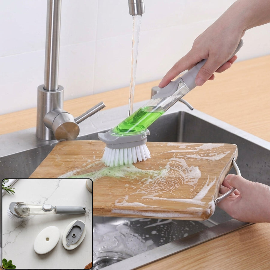 3 In 1 Liquid Soap Dispenser Dish Cleaning Brush for Kitchen Sink (1 Pc)
