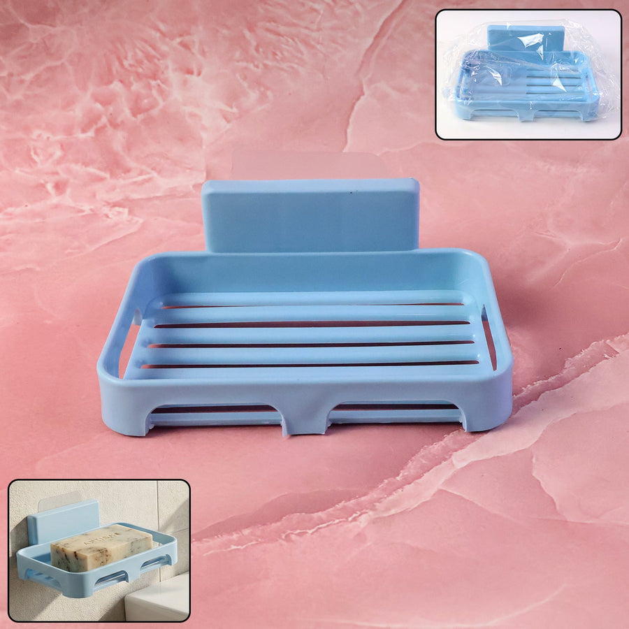 Plastic Soap Dish with Drain Slots – Self-Adhesive Wall Mount
