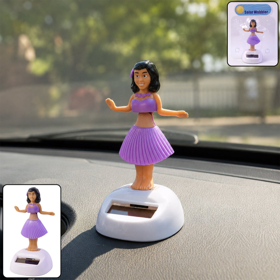 Solar Powered Dancing Hula Doll Bobble Toy for Car Dashboard Decor (1 Pc)