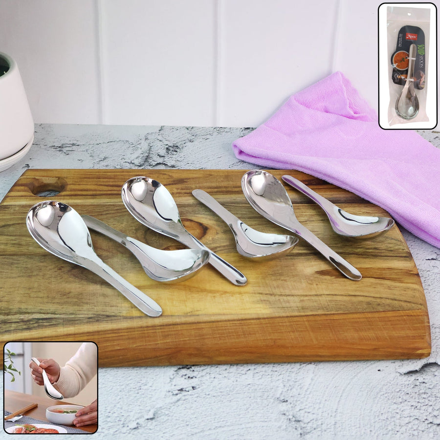 Stainless Steel Soup Spoon Set – Heavy Duty 6-Piece Dining Spoons