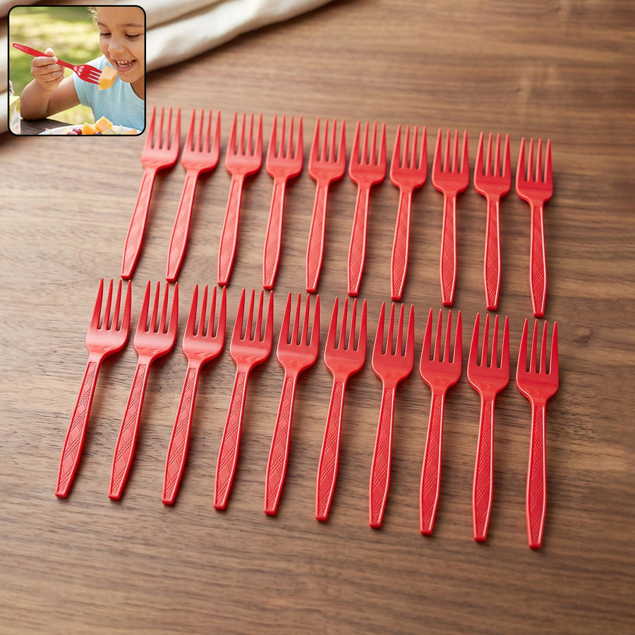 Reusable Plastic Fork 20 Pc Set Durable Dinner Forks Unbreakable (20 Pc Set)