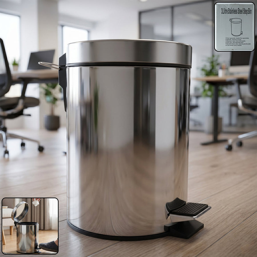 Stainless Steel Pedal Dustbin – Compact & Hygienic Waste Disposal